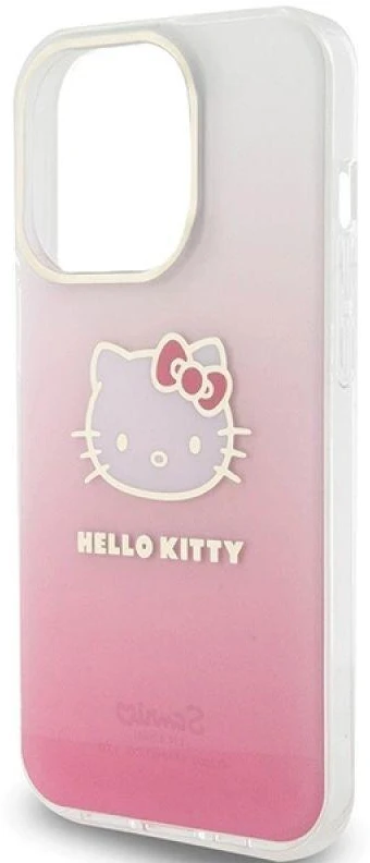 Hello Kitty HKHCP14LHDGKEP Apple iPhone 14 Pro 6.1″ rožinės spalvos kietas dėklas IML Gradient Electrop Kitty Head