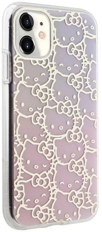 Hello Kitty HKHCN61HCHPEP Apple iPhone 11 / Xr 6.1″ rožinės spalvos kietas dėklas IML Gradient Electrop Crowded Kitty Head