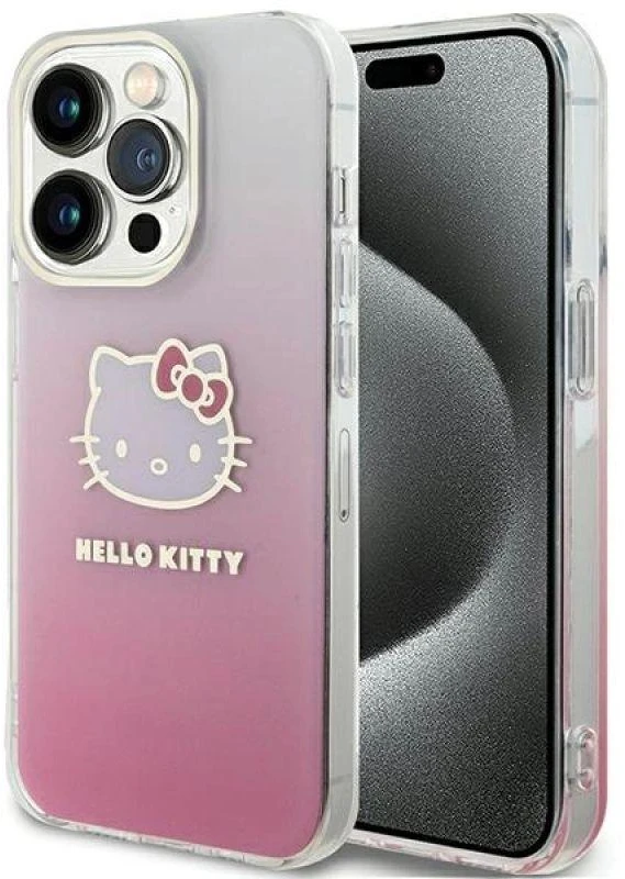 Hello Kitty HKHCP13LHDGKEP Apple iPhone 13 Pro/ 13 6.1″ rožinės spalvos kietas dėklas IML Gradient Electrop Kitty H