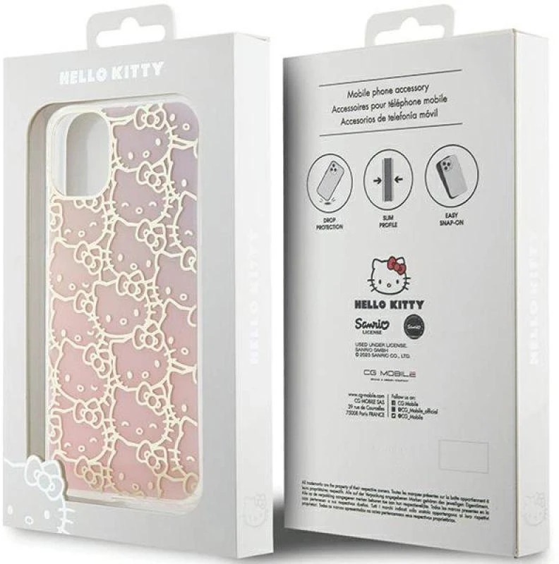 Hello Kitty HKHCN61HCHPEP Apple iPhone 11 / Xr 6.1″ rožinės spalvos kietas dėklas IML Gradient Electrop Crowded Kitty Head