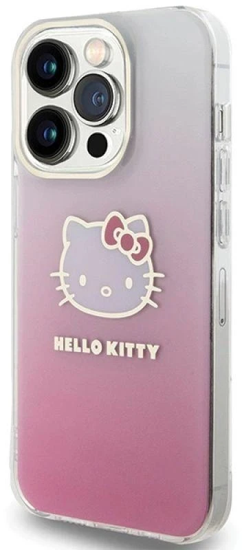 Hello Kitty HKHCP14LHDGKEP Apple iPhone 14 Pro 6.1″ rožinės spalvos kietas dėklas IML Gradient Electrop Kitty Head