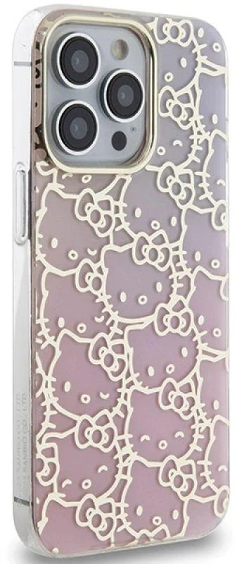 Hello Kitty HKHCP15XHCHPEP Apple iPhone 15 Pro Max 6.7″ rožinės spalvos kietas dėklas IML Gradient Electrop Crowded Kitty