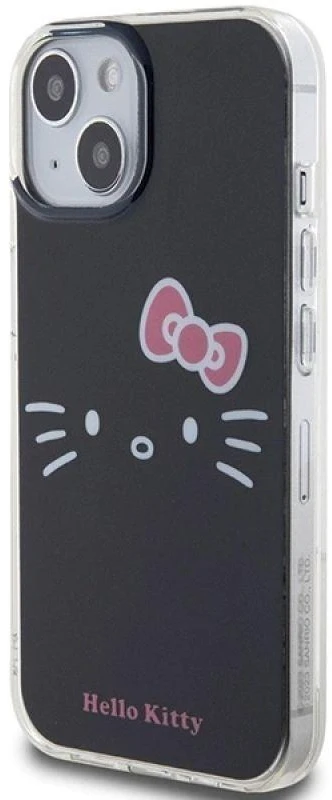 Hello Kitty HKHCP15SHKHLK Apple iPhone 15 /14 / 13 6.1″ juodos spalvos kietas dėklas IML Kitty Face