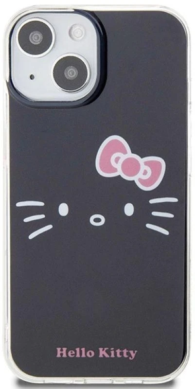Hello Kitty HKHCP15SHKHLK Apple iPhone 15 /14 / 13 6.1″ juodos spalvos kietas dėklas IML Kitty Face