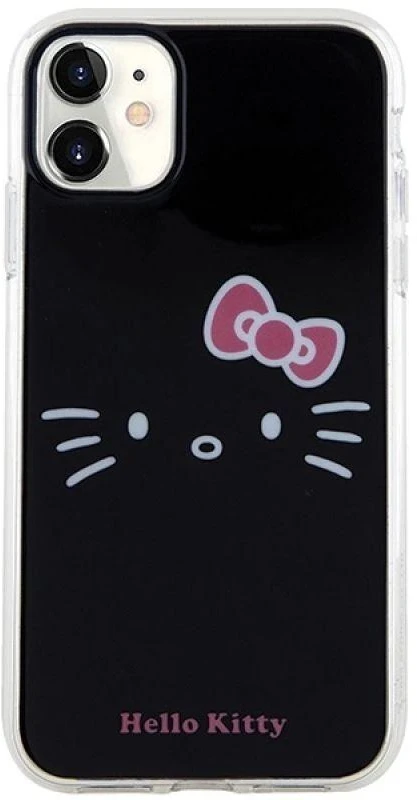 Hello Kitty HKHCN61HKHLK Apple iPhone 11 / Xr 6.1″ juodos spalvos kietas dėklas IML Kitty Face