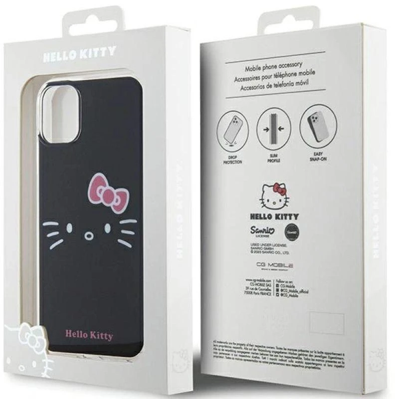 Hello Kitty HKHCN61HKHLK Apple iPhone 11 / Xr 6.1″ juodos spalvos kietas dėklas IML Kitty Face