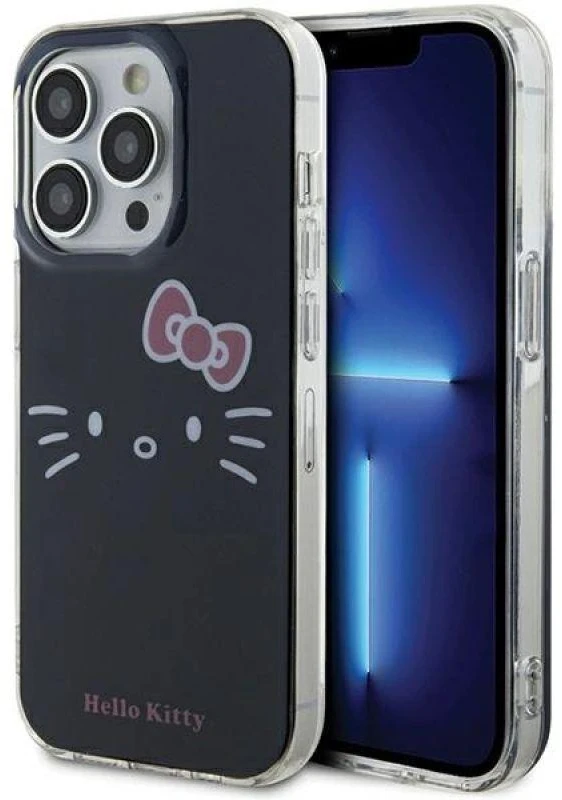 Hello Kitty HKHCP13LHKHLK Apple iPhone 13 Pro/ 13 6.1″ juodos spalvos kietas dėklas IML Kitty Face