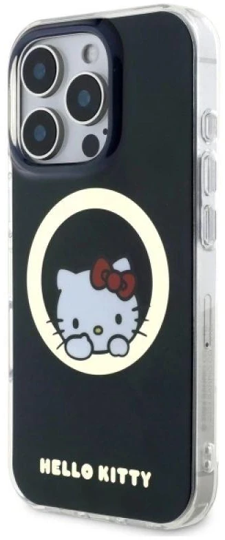 Hello Kitty HKHMP16LHSWKK Apple iPhone 16 Pro 6,3″ juodos spalvos kietas dėklas IML Sweet Kitty Magsafe