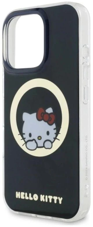 Hello Kitty HKHMP16LHSWKK Apple iPhone 16 Pro 6,3″ juodos spalvos kietas dėklas IML Sweet Kitty Magsafe