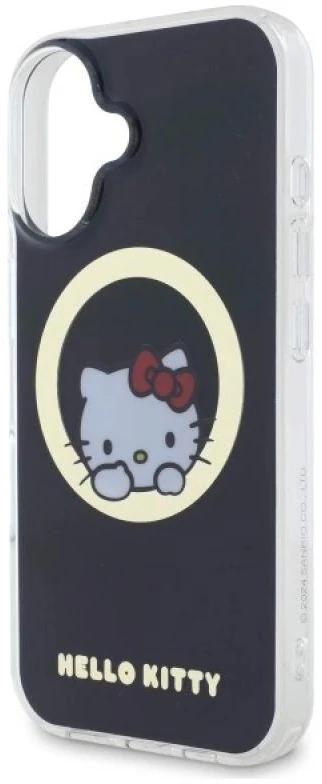 Hello Kitty HKHMP16SHSWKK Apple iPhone 16 6,1″ juodos spalvos kietas dėklas IML Sweet Kitty Magsafe