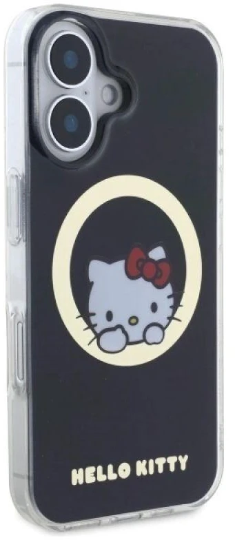 Hello Kitty HKHMP16SHSWKK Apple iPhone 16 6,1″ juodos spalvos kietas dėklas IML Sweet Kitty Magsafe