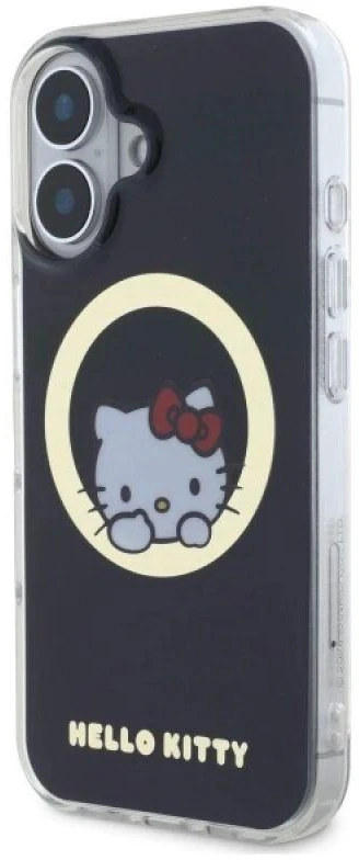 Hello Kitty HKHMP16SHSWKK Apple iPhone 16 6,1″ juodos spalvos kietas dėklas IML Sweet Kitty Magsafe