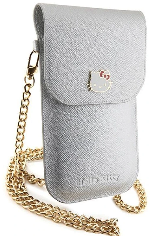 Hello Kitty HKOWBPGHDLMS Sidabrinis odinis rankinukas su metaliniu logotipu ir grandinėle