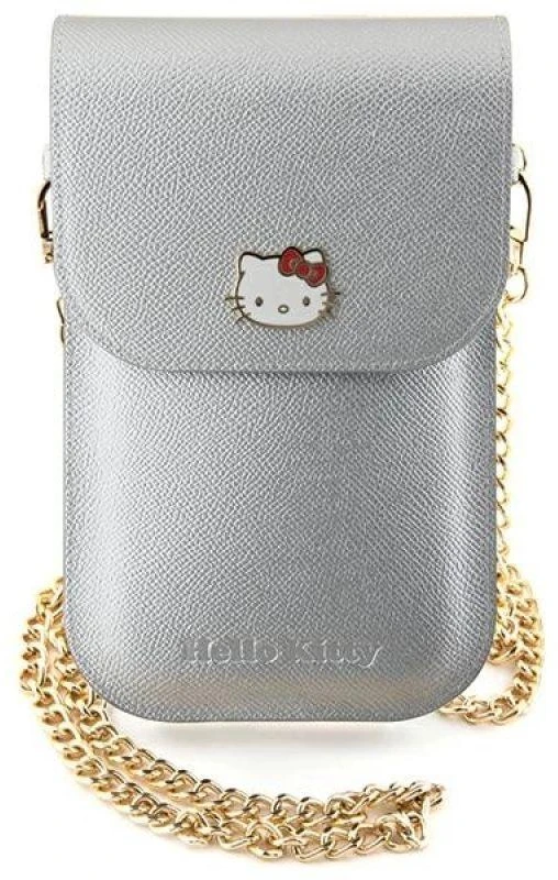 Hello Kitty HKOWBPGHDLMS Sidabrinis odinis rankinukas su metaliniu logotipu ir grandinėle