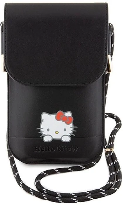 Hello Kitty HKOWBSKCDKK juodos spalvos odinė rankinė su svajonių virvele