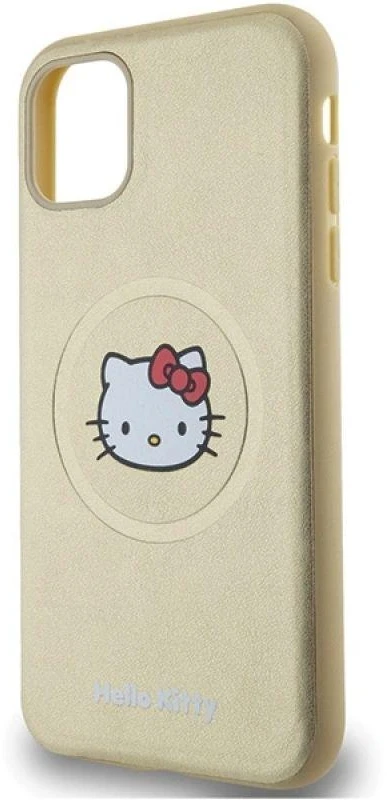 Hello Kitty HKHMN61PGHCKD Apple iPhone 11 / Xr 6.1″ Gold kietas dėklas Leather Kitty Head MagSafe