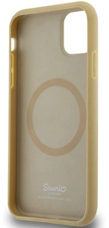 Hello Kitty HKHMN61PGHCKD Apple iPhone 11 / Xr 6.1″ Gold kietas dėklas Leather Kitty Head MagSafe