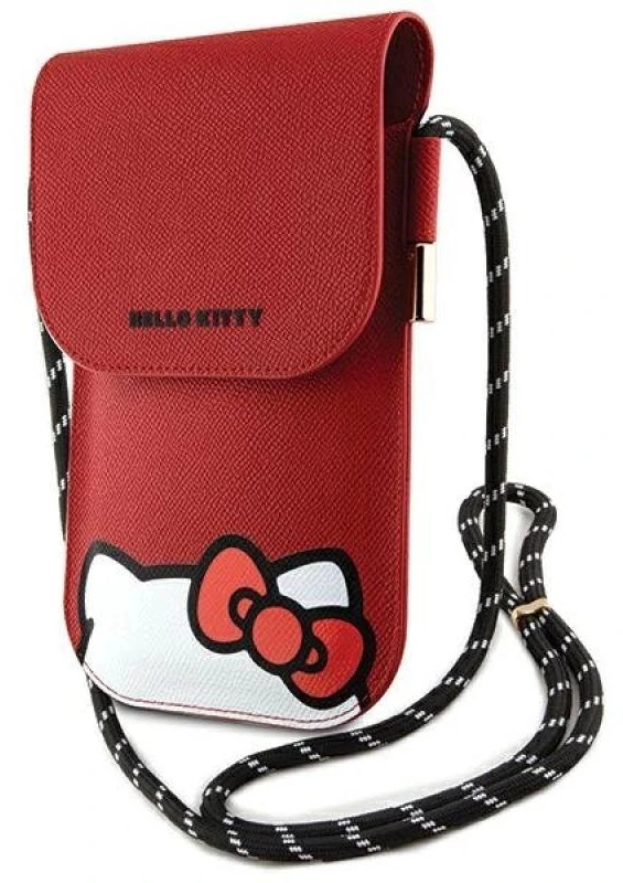 Hello Kitty HKOWBPSCKER Raudona odinė rankinė su paslėpta kačiuko virvele