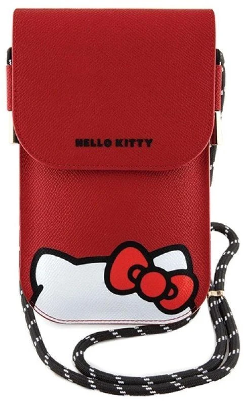 Hello Kitty HKOWBPSCKER Raudona odinė rankinė su paslėpta kačiuko virvele