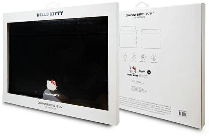 Hello Kitty Dėklas kompiuteriui HKCS14PGHDLMK 14″ juodos spalvos PU Metal Logo