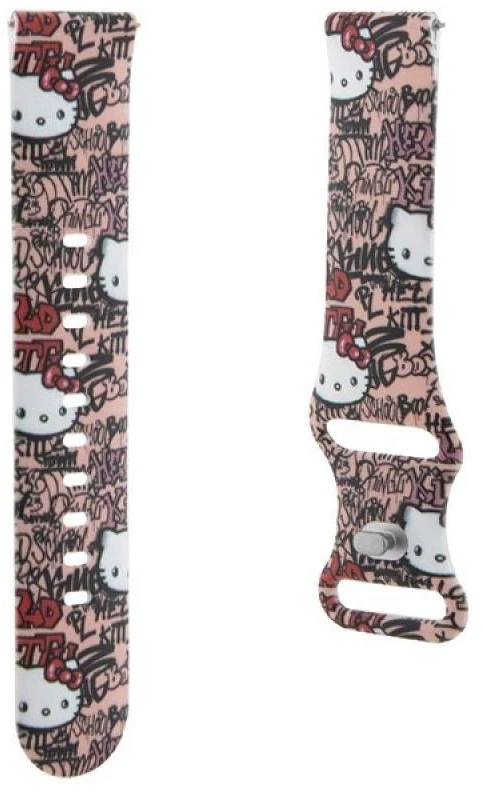 Hello Kitty Universal apyrankė HKUWLSDIESK Silicone Heads & Stripes juodos spalvos apyrankė 22mm