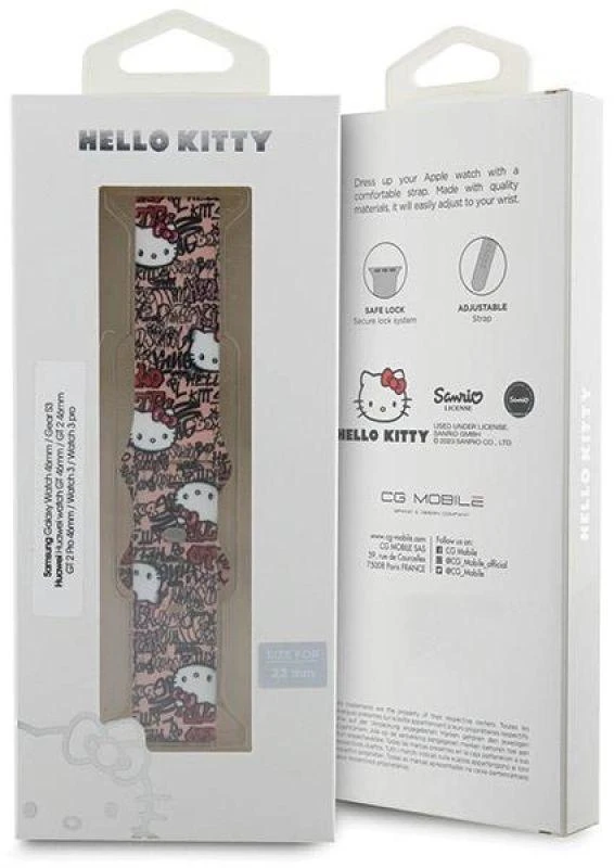 Hello Kitty Universal apyrankė HKUWLSDGPTP Silicone Tags Graffiti rožinės spalvos apyrankė 22mm