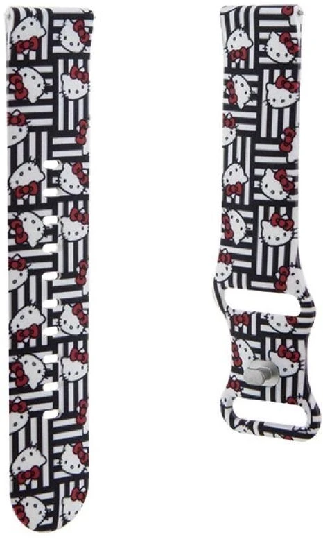 Hello Kitty Universal apyrankė HKUWLSDIESK Silicone Heads & Stripes juodos spalvos apyrankė 22mm