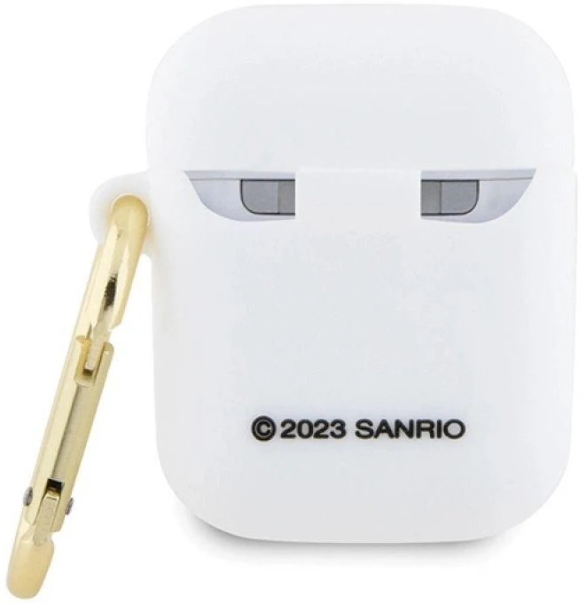 Hello Kitty HKA23DKHSH AirPods 1/2 Dėklas baltos spalvos Silicone 3D Kitty Head