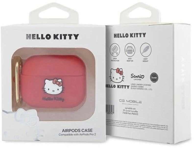 Hello Kitty HKAP23DKHSF AirPods Pro 2 (2022/2023) Dėklas Fuchsia Silicone 3D Kitty Head