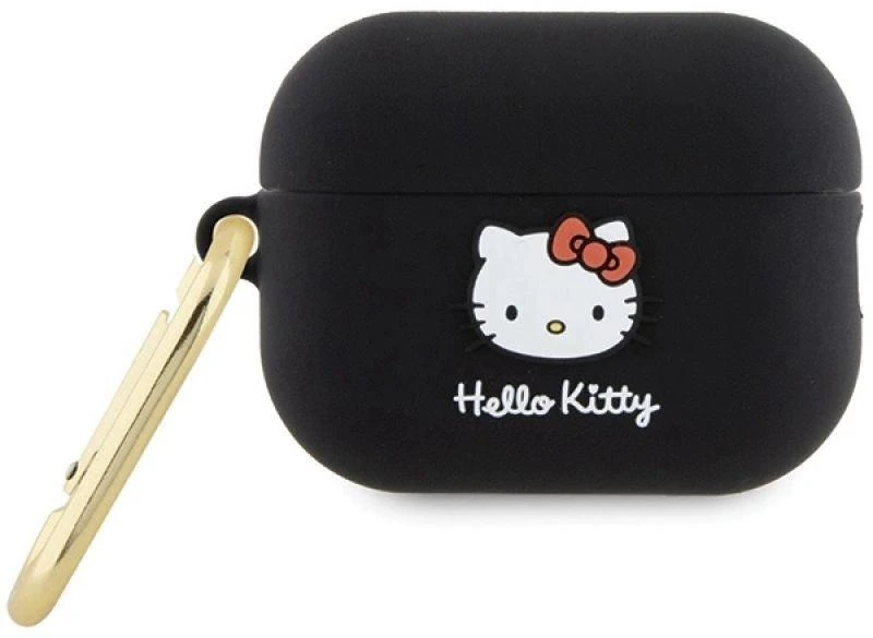 Hello Kitty HKAP23DKHSK AirPods Pro 2 (2022/2023) Dėklas juodos spalvos Silicone 3D Kitty Head