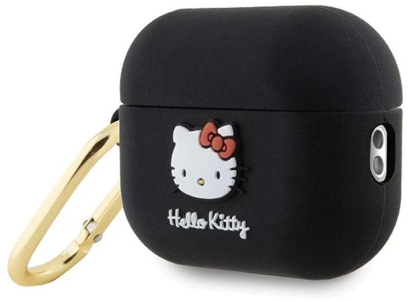 Hello Kitty HKAP23DKHSK AirPods Pro 2 (2022/2023) Dėklas juodos spalvos Silicone 3D Kitty Head