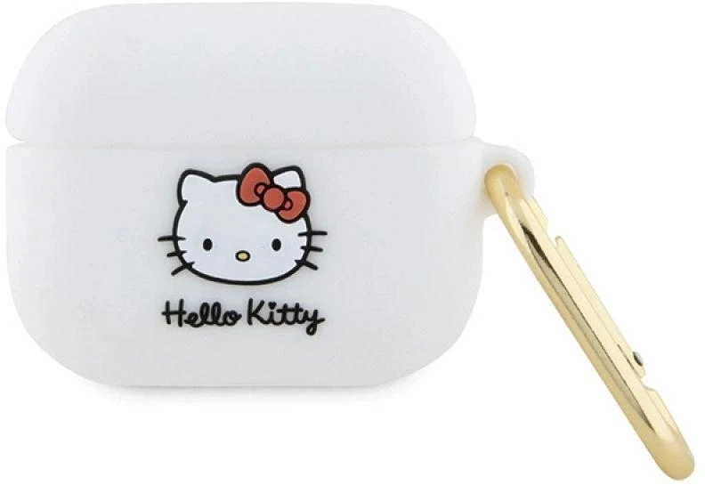 Hello Kitty HKAP3DKHSH AirPods Pro Dėklas baltos spalvos Silicone 3D Kitty Head