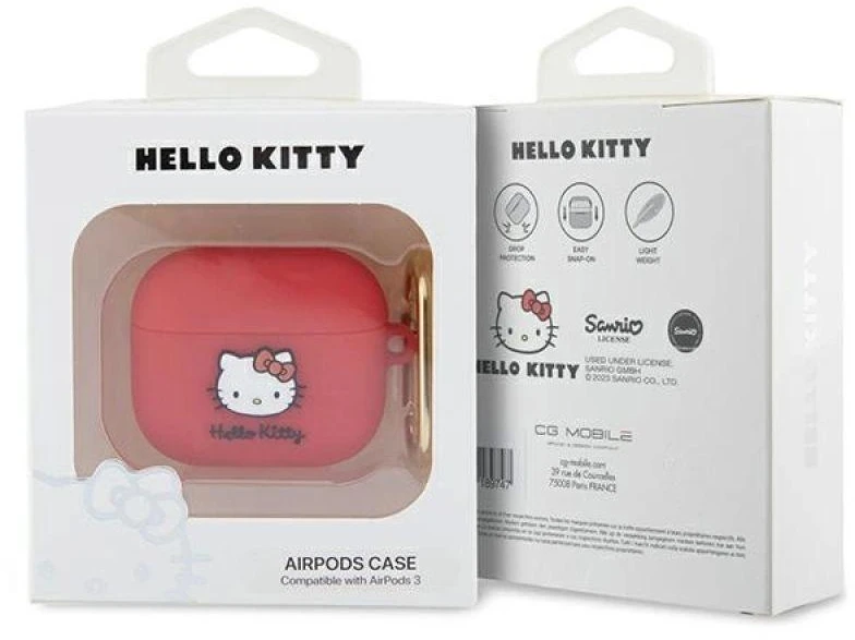 Hello Kitty HKA33DKHSF AirPods 3 Dėklas Fuchsia Silicone 3D Kitty Head