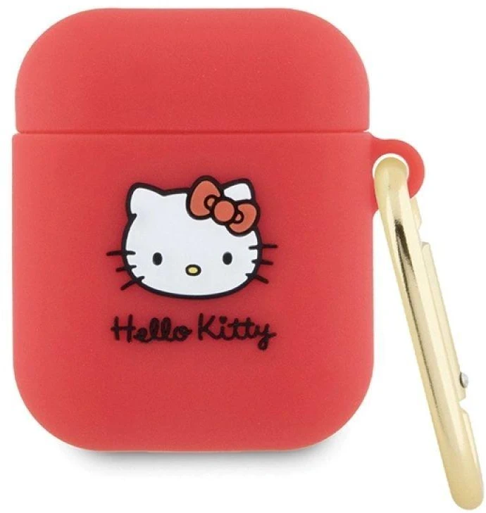 Hello Kitty HKA23DKHSF AirPods 1/2 Dėklas Fuchsia Silicone 3D Kitty Head