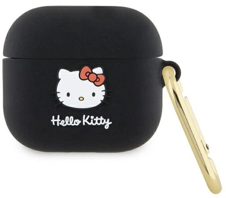 Hello Kitty HKA33DKHSK AirPods 3 Dėklas juodos spalvos Silicone 3D Kitty Head