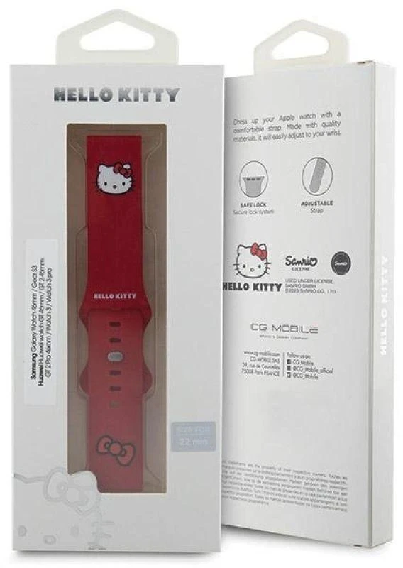 Hello Kitty universali apyrankė HKUWLSCHBLR silikoninė kačiuko galvutė raudona 22mm