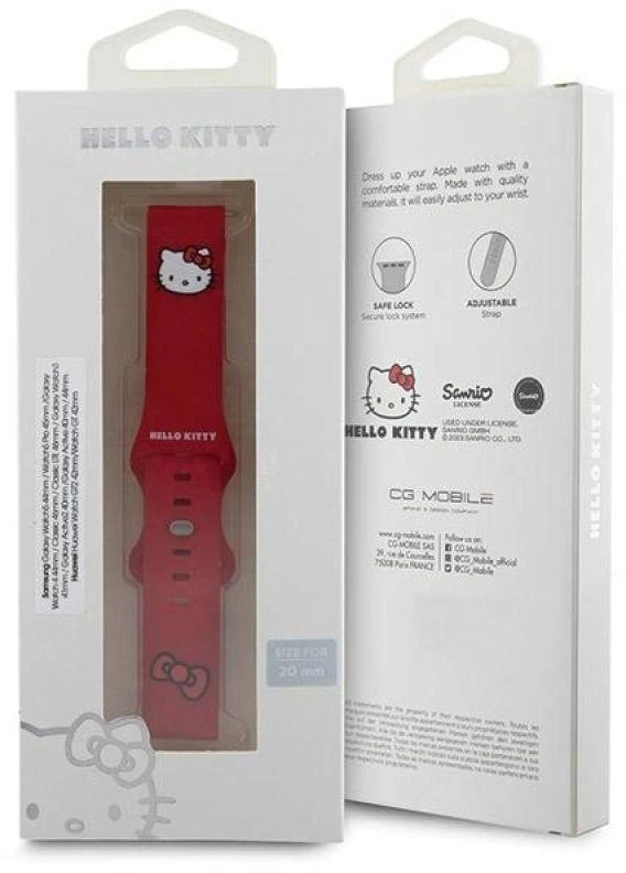 Hello Kitty universali apyrankė HKUWMSCHBLR silikoninė kačiuko galvutė raudona 20mm