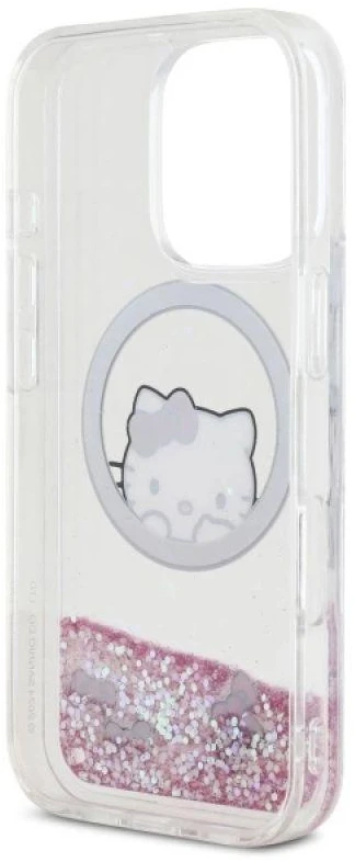 Hello Kitty HKHMP16LLSWKH Apple iPhone 16 Pro 6.3″ baltos spalvos kietas dėklas Liquid Glitter Sweet Kitty Bows M