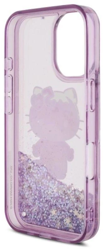 Hello Kitty HKHCP16SL50PPU Apple iPhone 16 6.1″ violetinės spalvos kietas dėklas Liquid Glitter 50TH Annivers