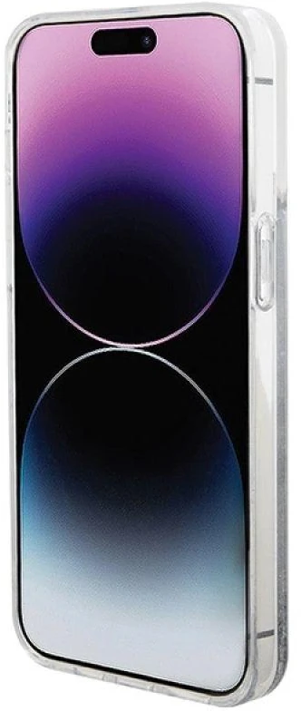 Hello Kitty HKHCP15XLIKHET Apple iPhone 15 Pro Max 6.7″ sidabrinis kietas dėklas Liquid Glitter Charms Kitty