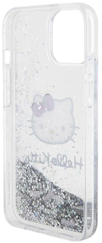 Hello Kitty HKHCP14SLIKHET Apple iPhone 14 /15 / 13 6.1″ sidabrinis kietas dėklas Liquid Glitter Charms Kit