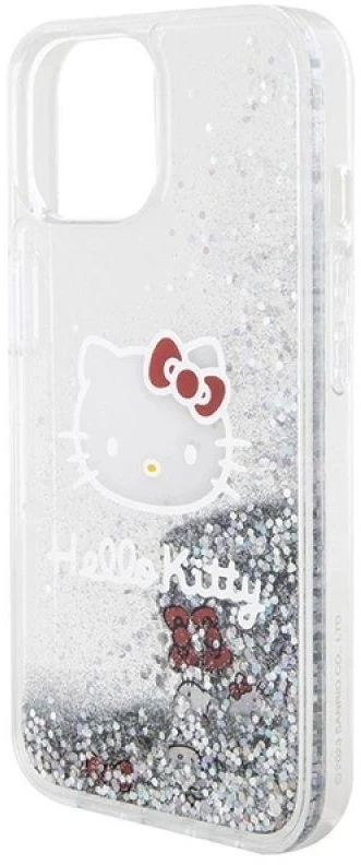 Hello Kitty HKHCP14SLIKHET Apple iPhone 14 /15 / 13 6.1″ sidabrinis kietas dėklas Liquid Glitter Charms Kit