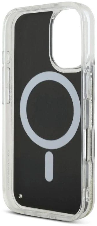 Hello Kitty HKHMP16SLGDIK Apple iPhone 16 6.1″ juodos spalvos auksinis kietas dėklas Liquid Glitter Fever MagSa