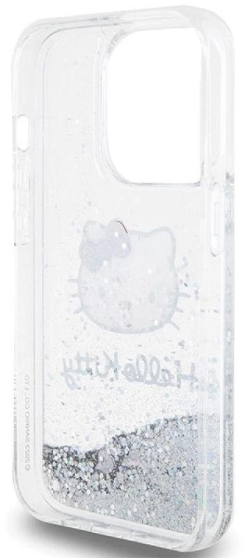 Hello Kitty HKHCP13XLIKHET Apple iPhone 13 Pro Max 6.7″ sidabrinis kietas dėklas Liquid Glitter Charms Kitty