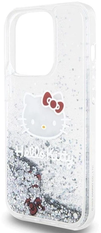 Hello Kitty HKHCP14XLIKHET Apple iPhone 14 Pro Max 6.7″ sidabrinis kietas dėklas Liquid Glitter Charms Kitty