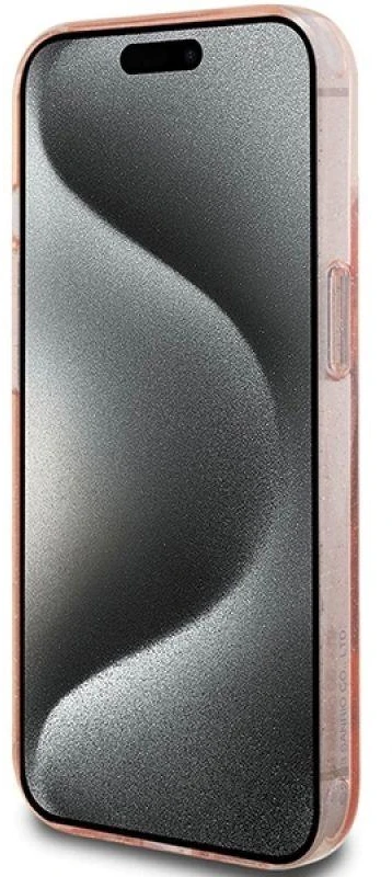Apple iPhone 15 Pro Max Hello Kitty dėklas Ring Stand Glitter Electrop Logo MagSafe (HKHMP15XHRSGEP) rožinės spalvos