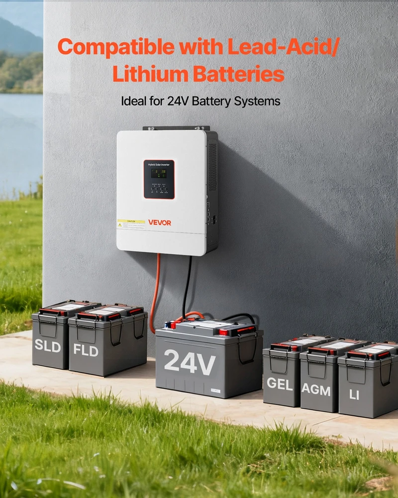 VEVOR Hibridinis saulės inverteris 4000W, 24V į 230V