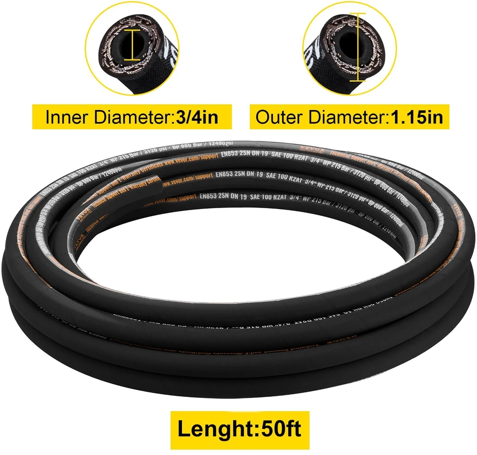 VEVOR Hidraulinė žarna 3/4 col. x 15 m, įvyniota