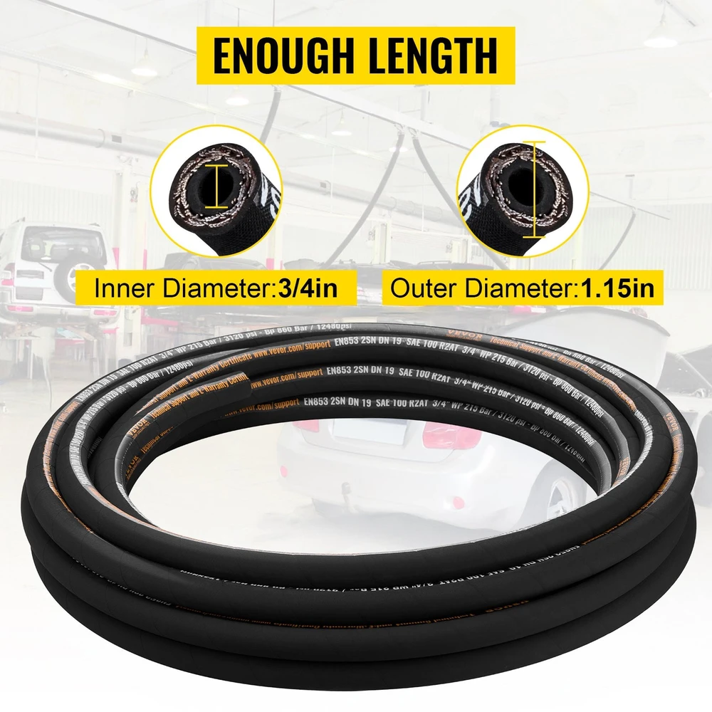 VEVOR Hidraulinė žarna 3/4 col. x 15 m, įvyniota