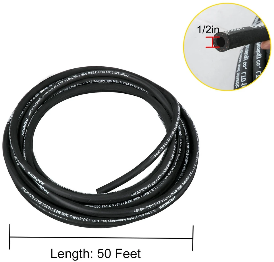 VEVOR Hidraulinė žarna 1/2" 50 pėdų 5000 PSI